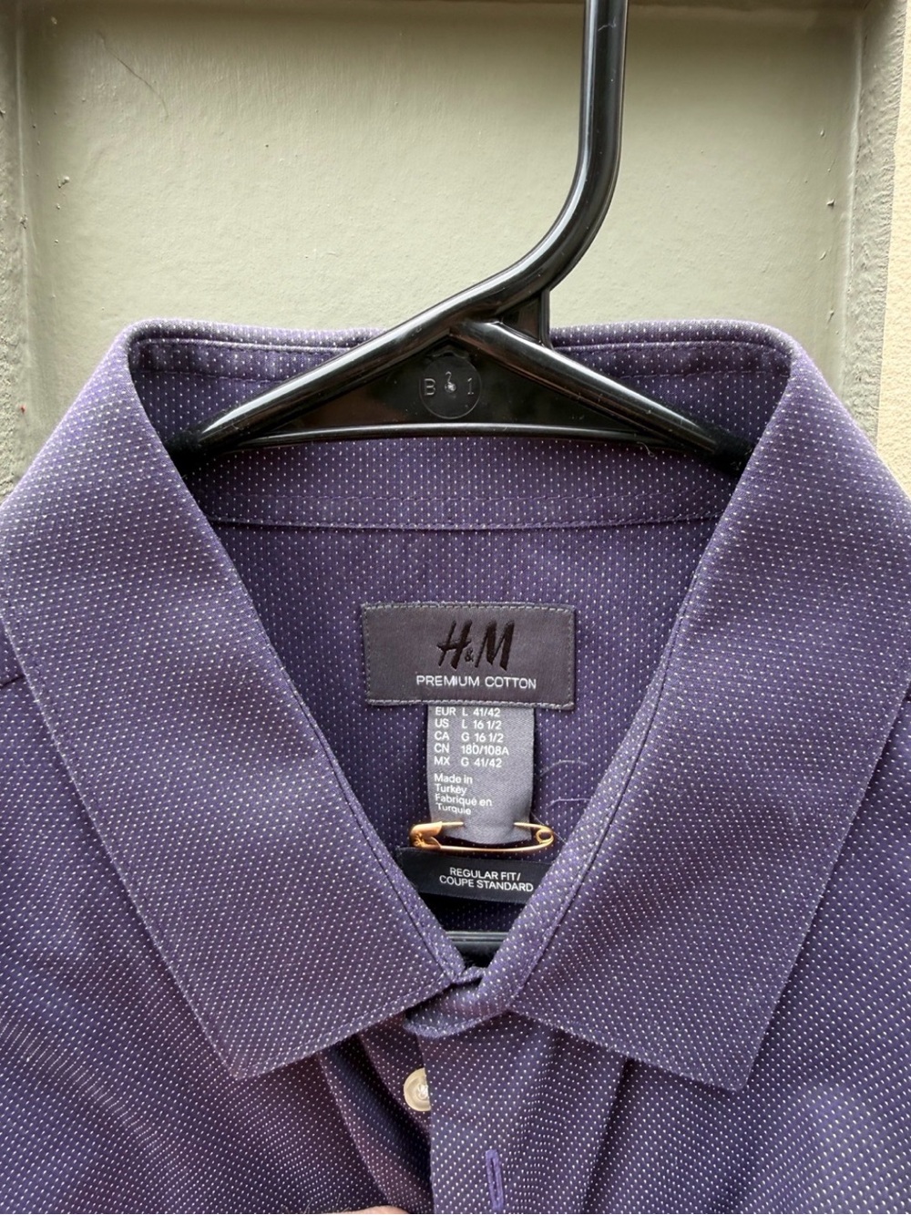 H&M Men's Purple Micro-Dot Button-Up Shirt